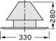 Edelstahl-Schachtabdeckung mit pyramidaler Form für Abgasleitung, ausgestattet mit einer flachen Basis. Design von Vaillant.